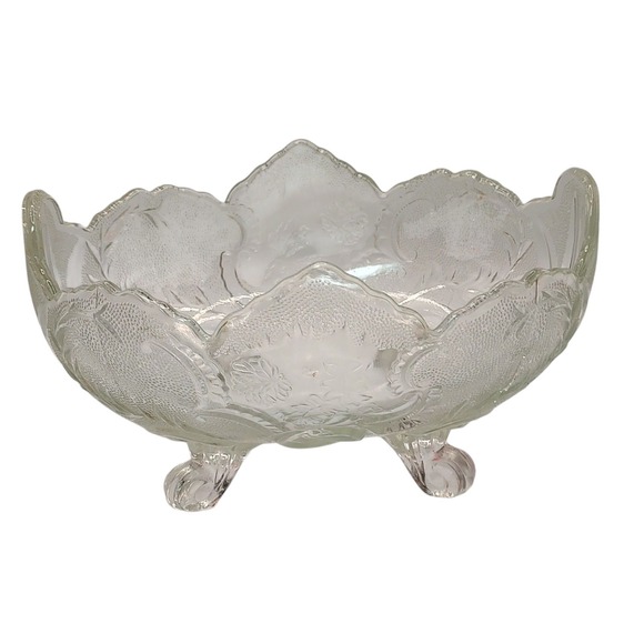 Vintage Jeannette Glass Lombardi Bowl Fruit Clear Oval Serving‎ Footed SEE - Picture 6 of 14